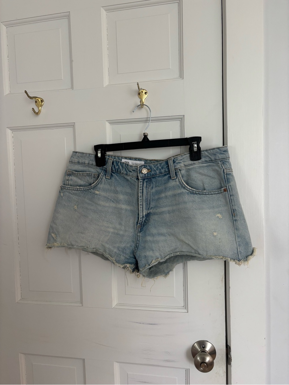 Zara Light Blue Distressed Denim Cutoff Shorts